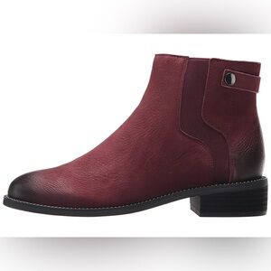 Burgundy Leather Ankle Boots